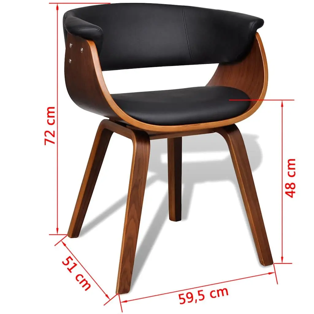 Dining Chair Bent Wood Frame Faux Leather Kitchen Seat Black Dining Room Chair
