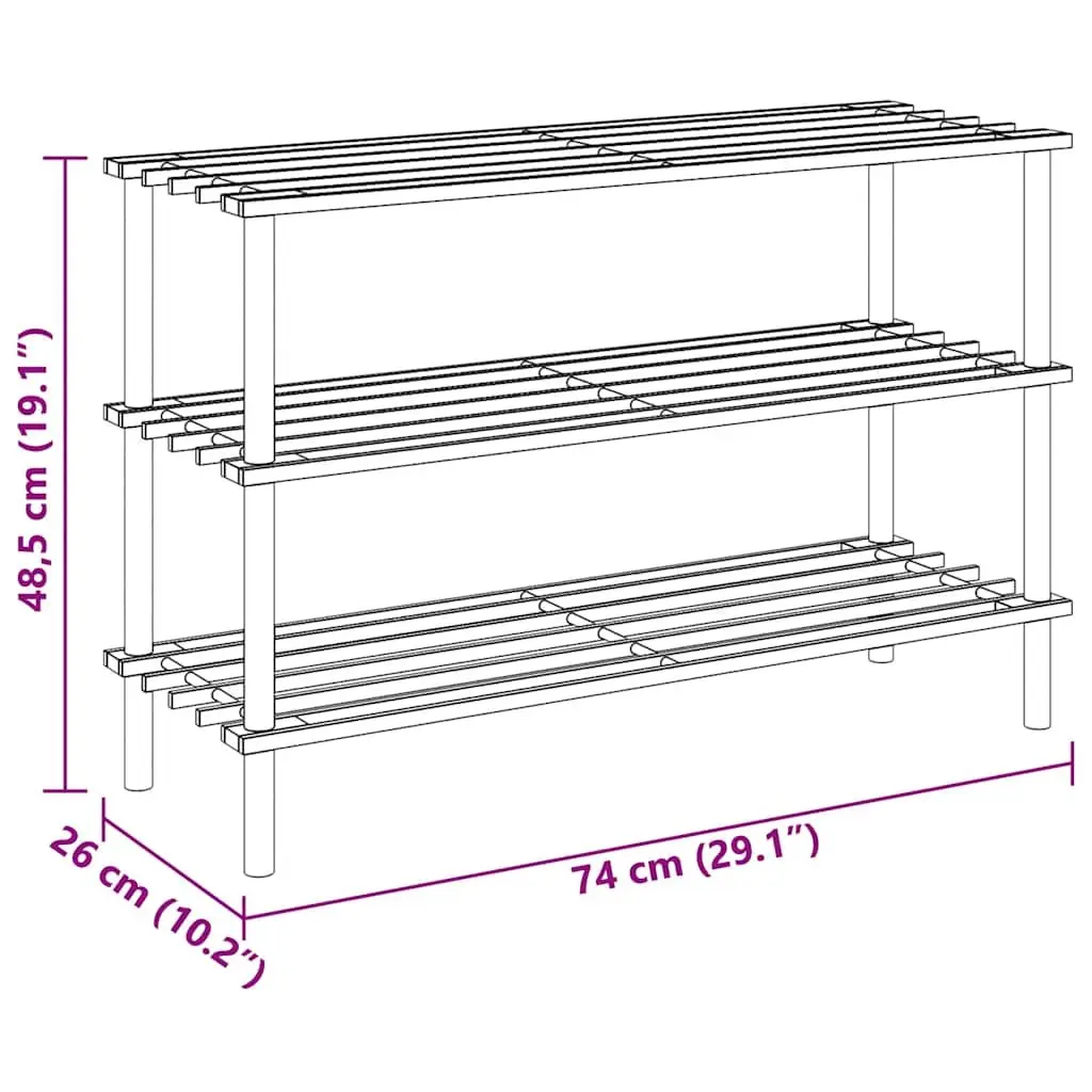 3-Tier Wooden Shoe Rack Organiser Storage Beige Set 2 pcs Home Hallway Entryway
