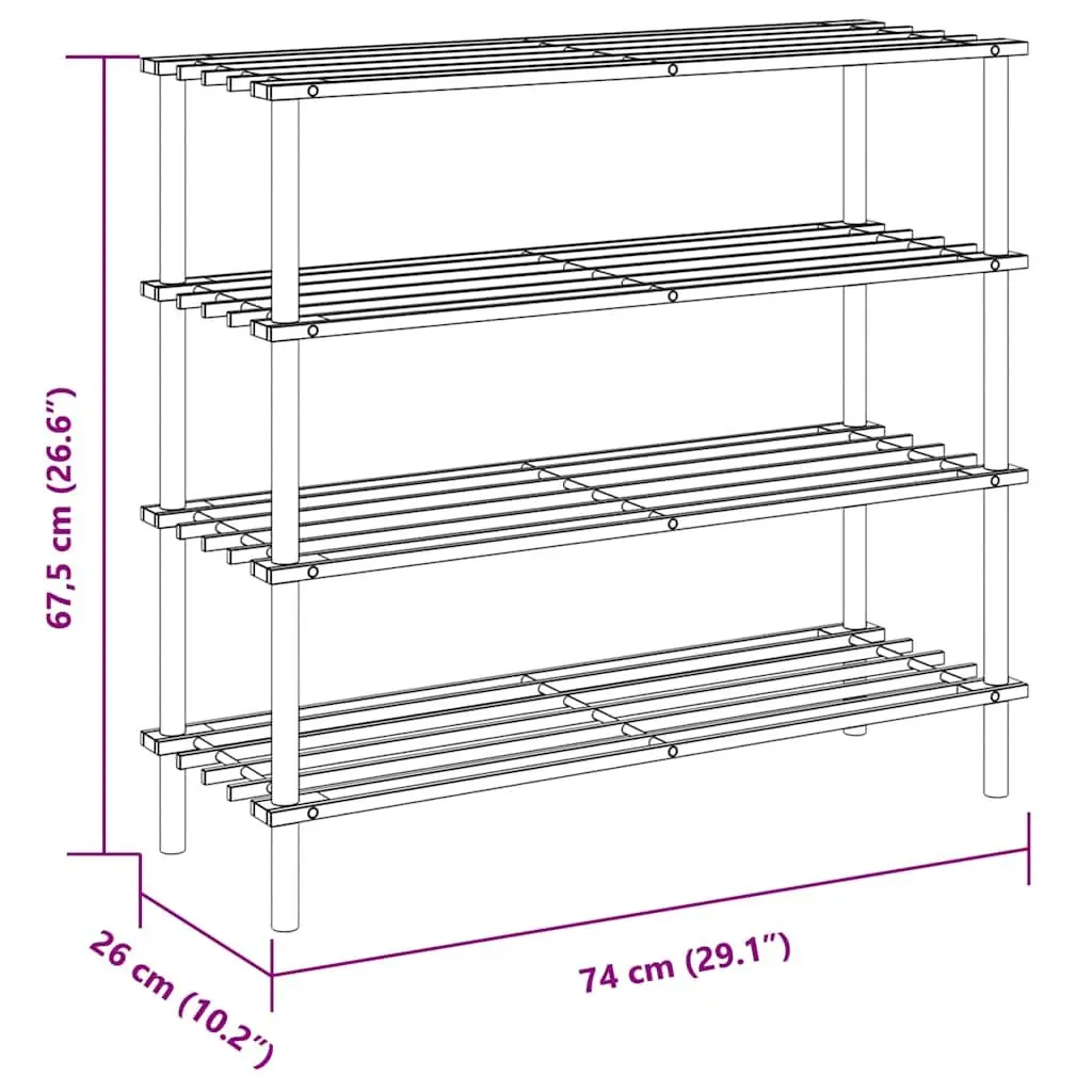 Wooden Shoe Rack Beige 4-Tier Storage Organiser Durable Solid Fir Wood Construction