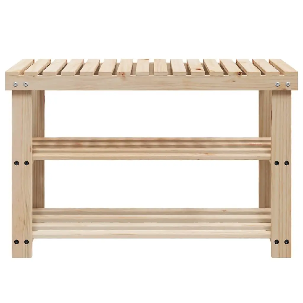 Shoe Rack Brown Solid Wood 2-in-1 Storage Organiser with Bench Top