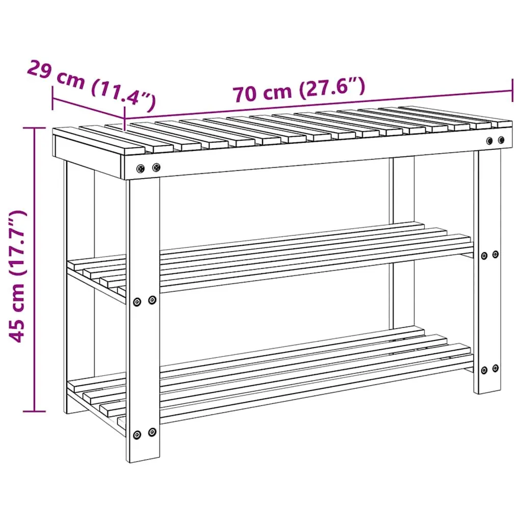 Shoe Rack Brown Solid Wood 2-in-1 Storage Organiser with Bench Top