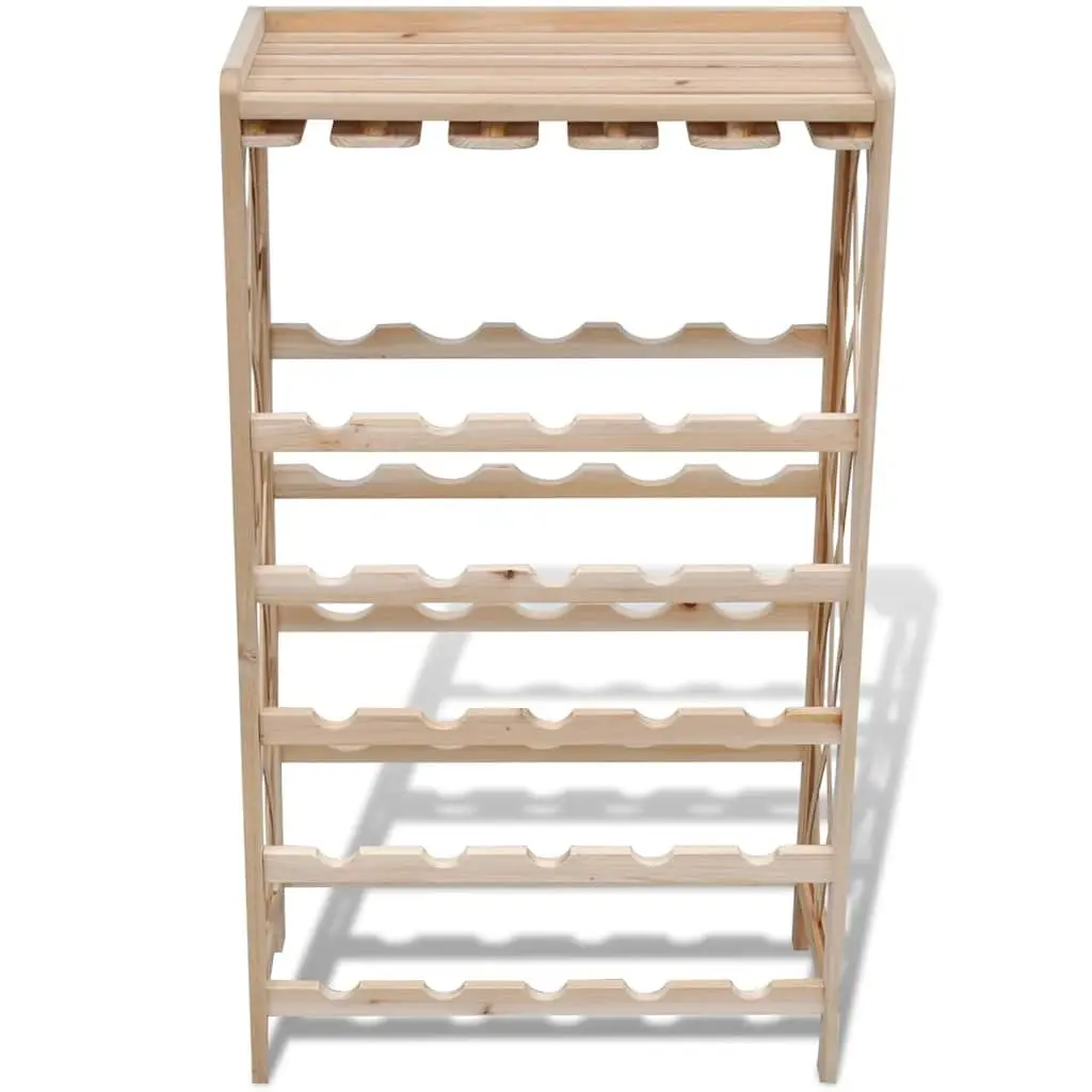 Wine Rack Brown Solid Fir Wood 25 Bottle Storage Display Holder