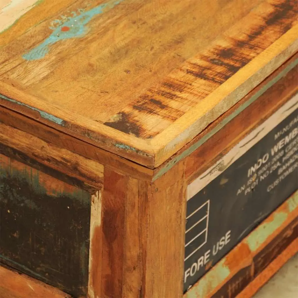 Coffee Table with Storage Compartment Vintage Reclaimed Wood Brown Living Room