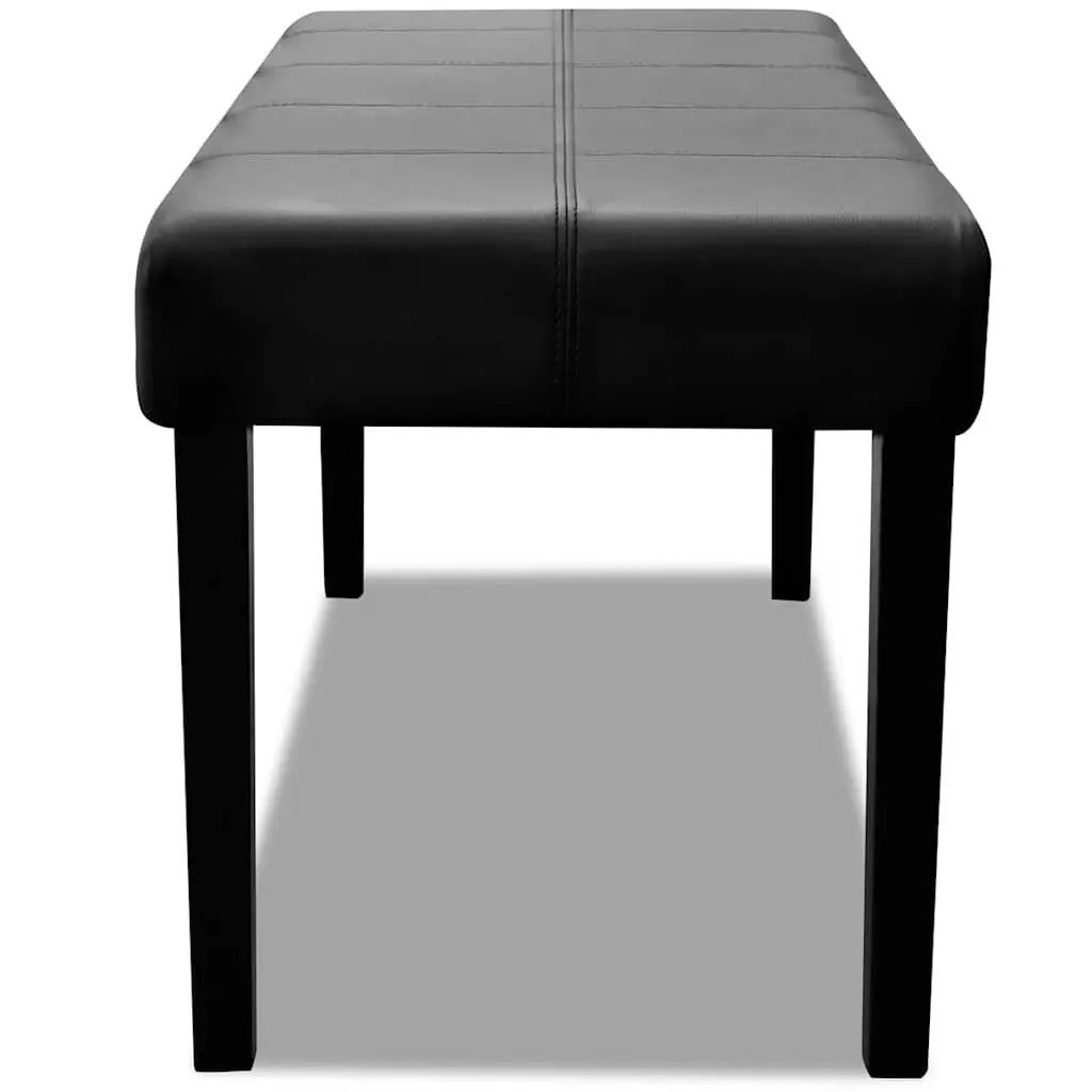 Black Storage Bench Artificial Leather Padded Seat Wood Frame