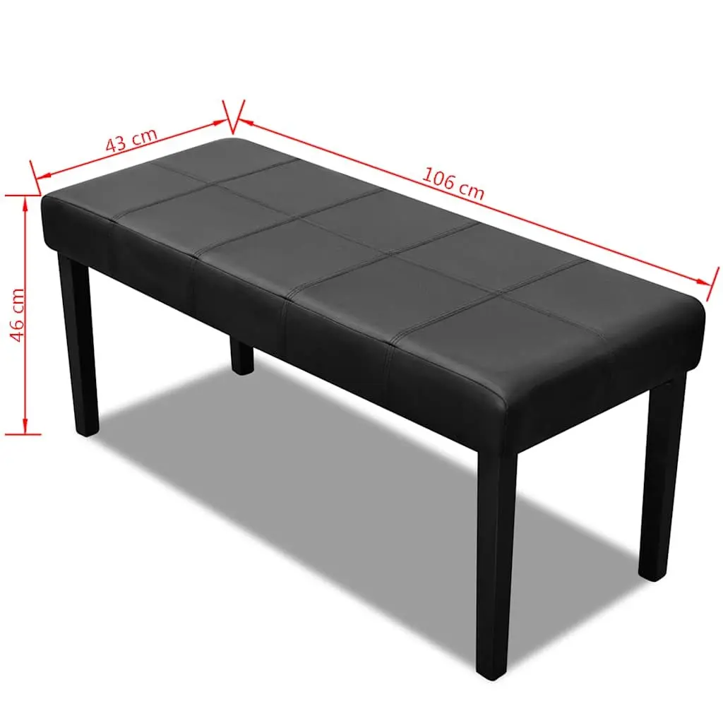 Black Storage Bench Artificial Leather Padded Seat Wood Frame