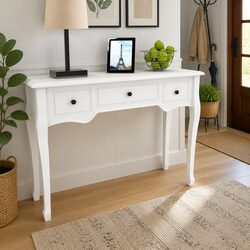 Sleek White Dressing Table with Smooth Drawers