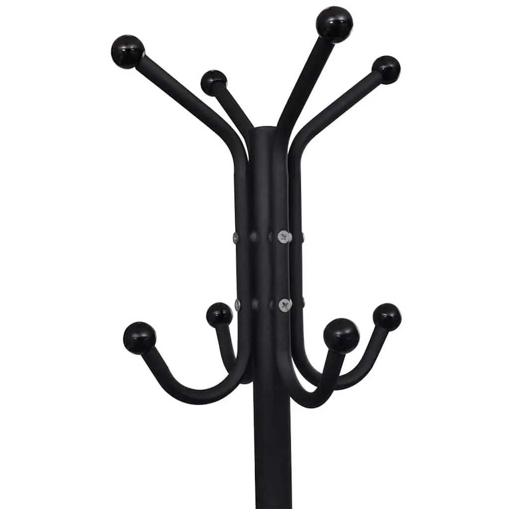 Metal Coat Stand Black Triangular Legs Ball Hooks