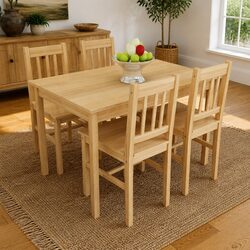Compact and Durable Wooden Dining Set with 4 Chairs