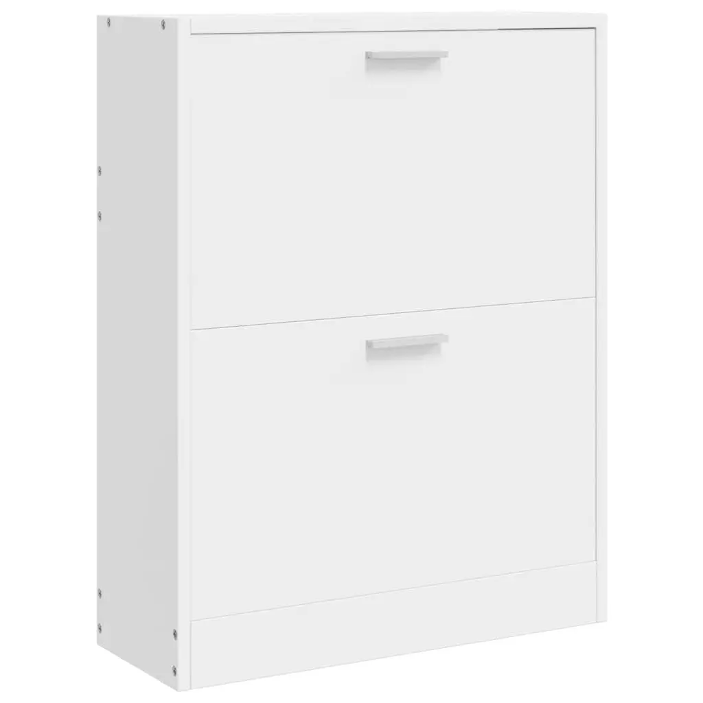 Wooden Shoe Storage Rack White 2 Compartment Organizer Easy Assembly
