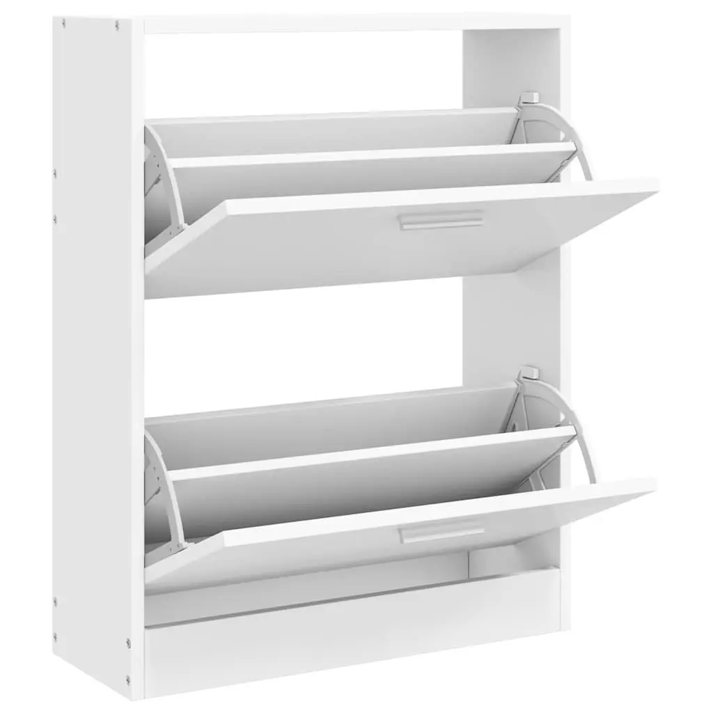Wooden Shoe Storage Rack White 2 Compartment Organizer Easy Assembly