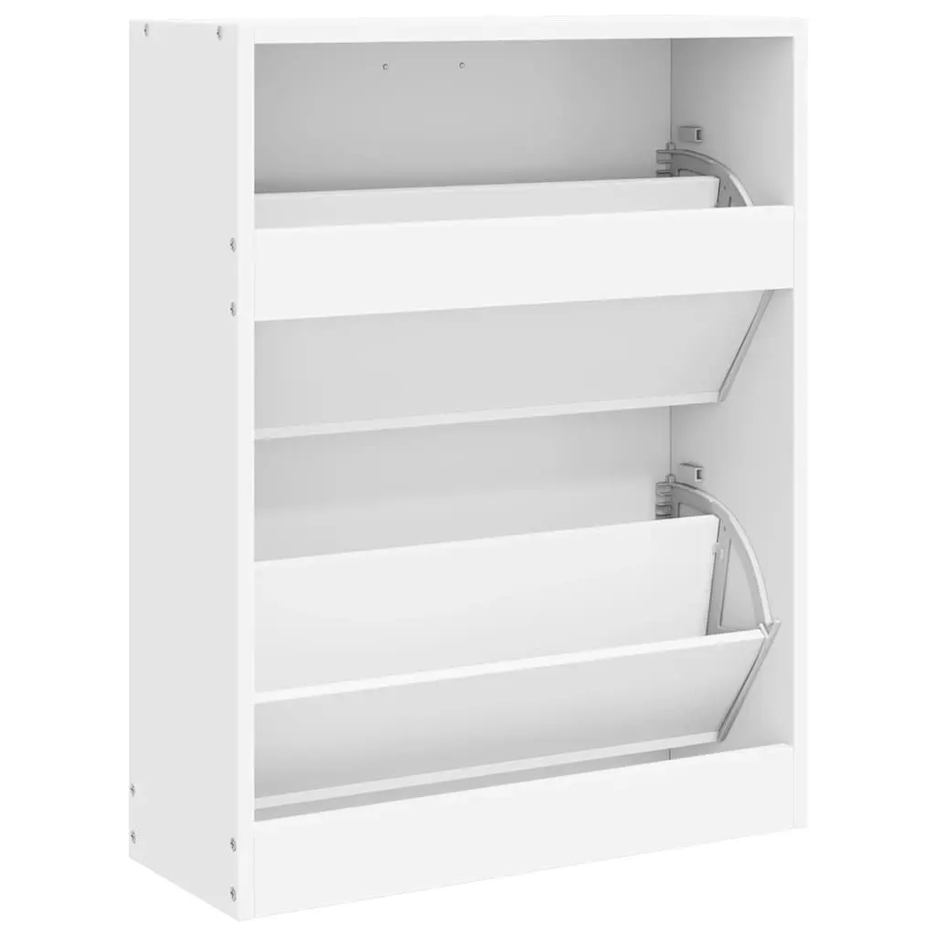 Wooden Shoe Storage Rack White 2 Compartment Organizer Easy Assembly