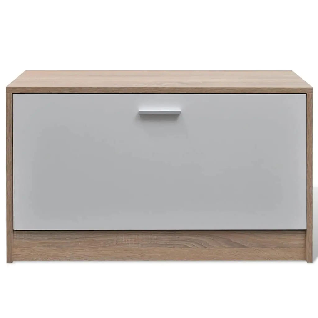 Wooden Shoe Cabinet Brown 3-in-1 Set with Mirror and Coat Rack