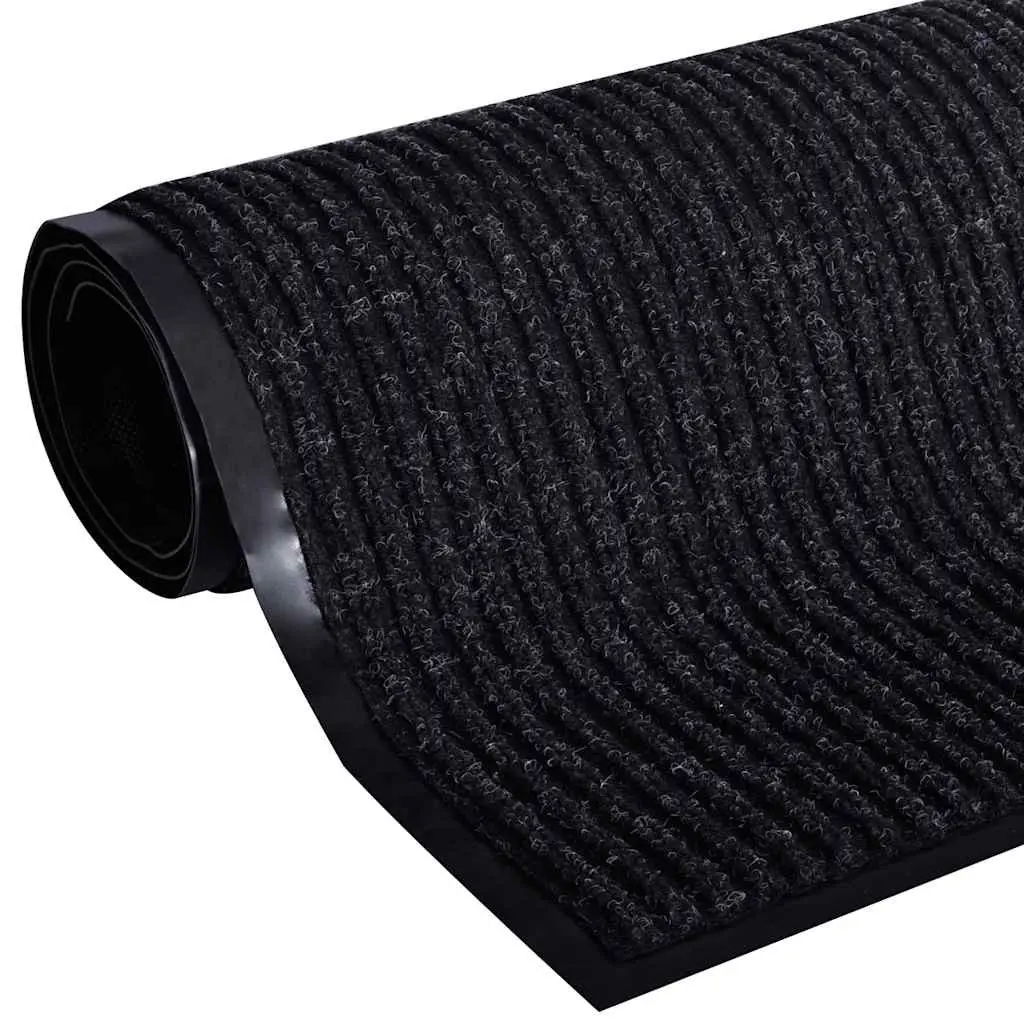 Door Mat Black 90x60cm Easy Clean Non-Slip PVC Backing for Entrance Floor