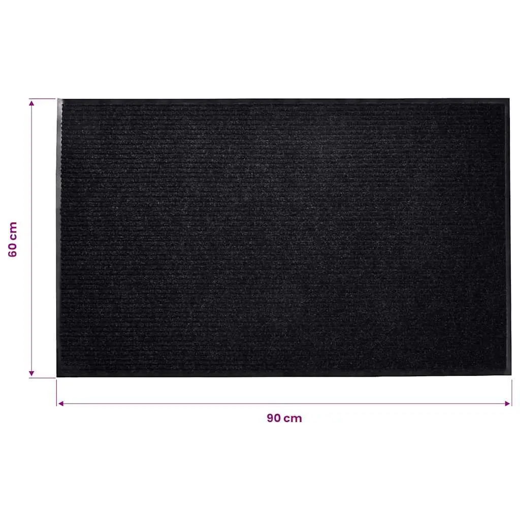 Door Mat Black 90x60cm Easy Clean Non-Slip PVC Backing for Entrance Floor