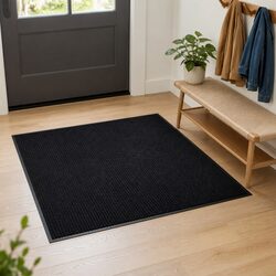 Compact Black Door Mat 90 x 150 cm, Simple and Effective
