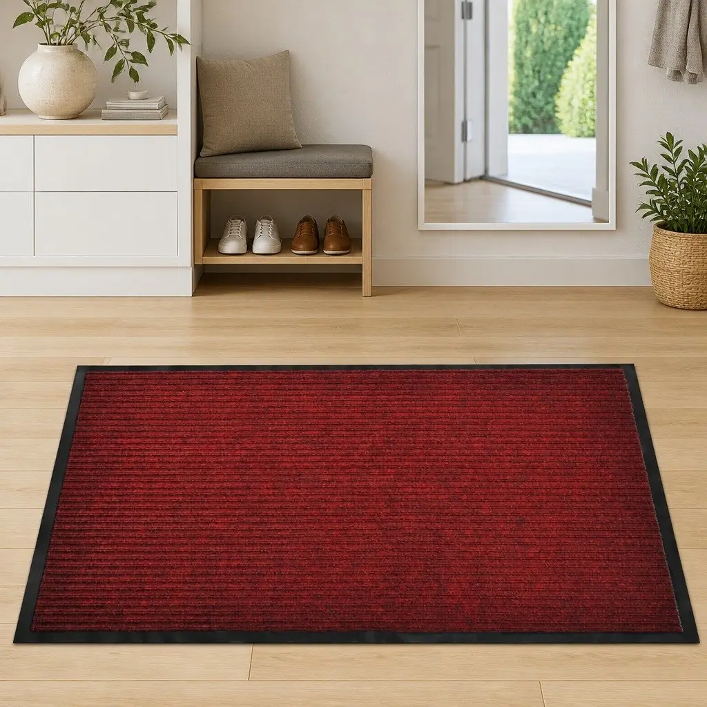 Door Mat Red 120 x 180 cm Non-slip PVC Backing Indoor Outdoor
