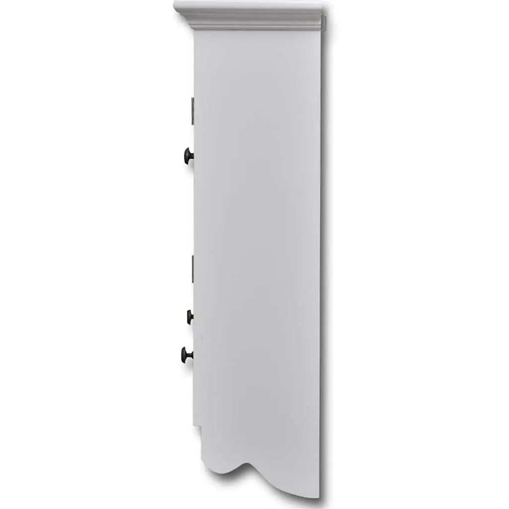 Wooden Kitchen Wall Cabinet White 2 Glass Doors 2 Drawers 2 Shelves Hooks