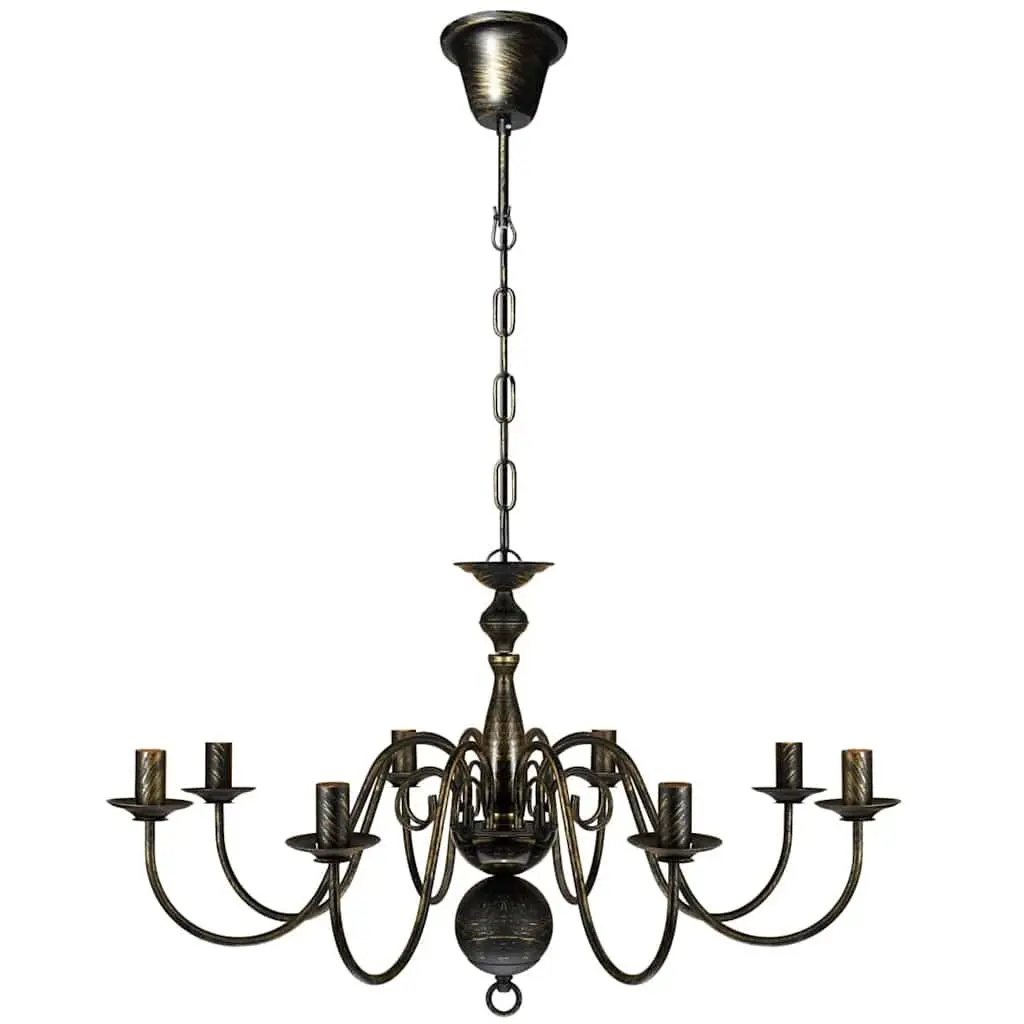 Antique Black Metal Chandelier 8 x E14 Pendant Lamp Ceiling Fixture Classic