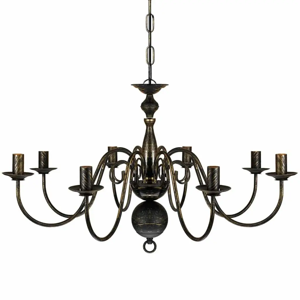 Antique Black Metal Chandelier 8 x E14 Pendant Lamp Ceiling Fixture Classic