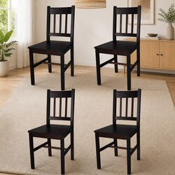 Compact Dining Chairs Set of 4 in Brown Wood
