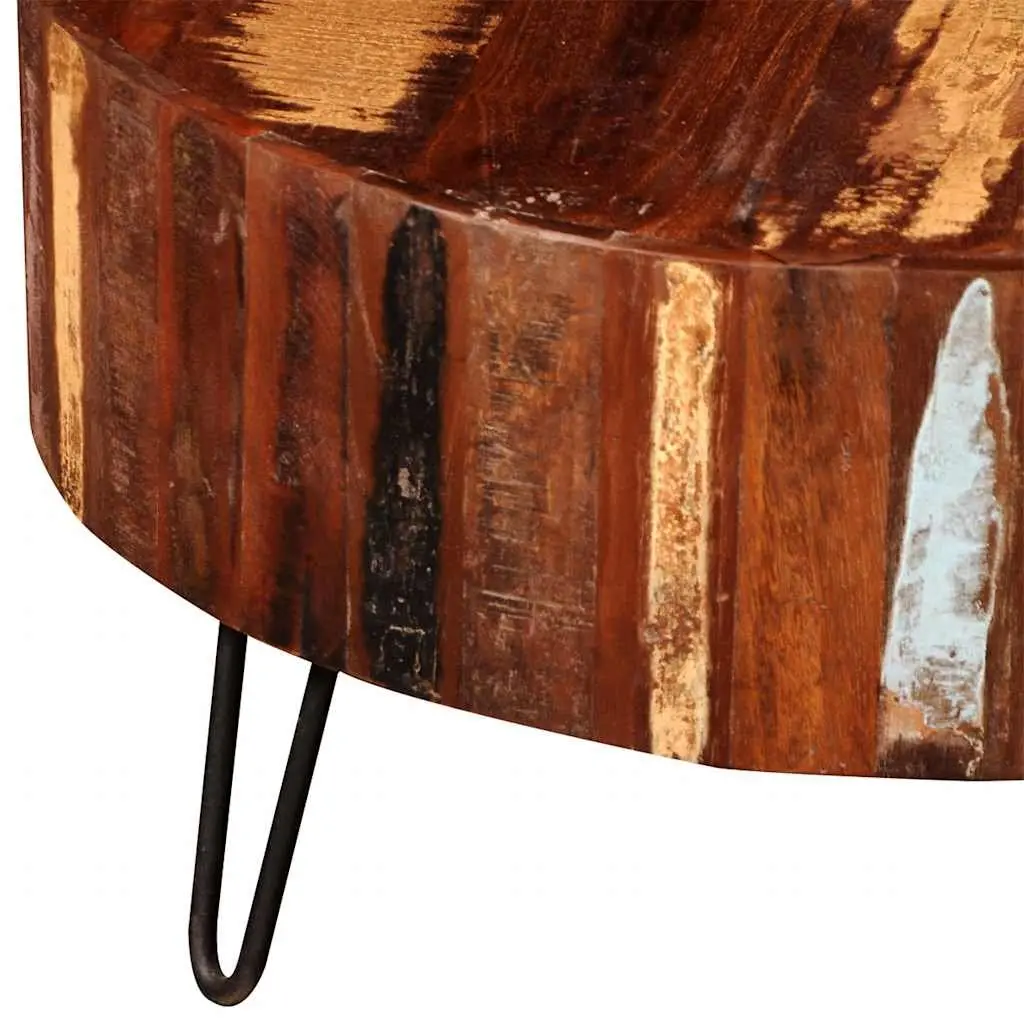 Round Brown Solid Reclaimed Wood Coffee Table Vintage Handmade Antique Style