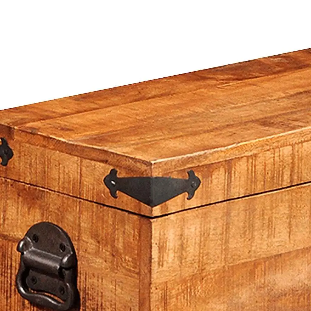 Storage Chest Set 2 Pieces Brown Handmade Wooden Home Organization Furniture
