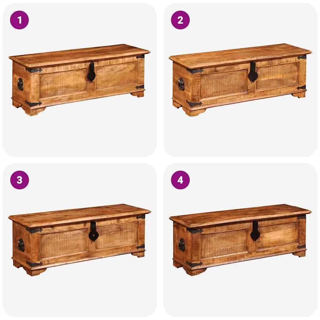 Storage Chest Solid Wood Handmade Rough Mango Brown Cabinet Box Bedroom Living