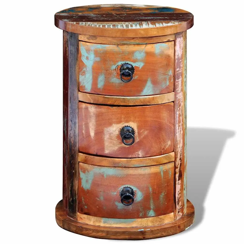 Storage Cabinet Brown 3 Drawers Antique Style Reclaimed Wood