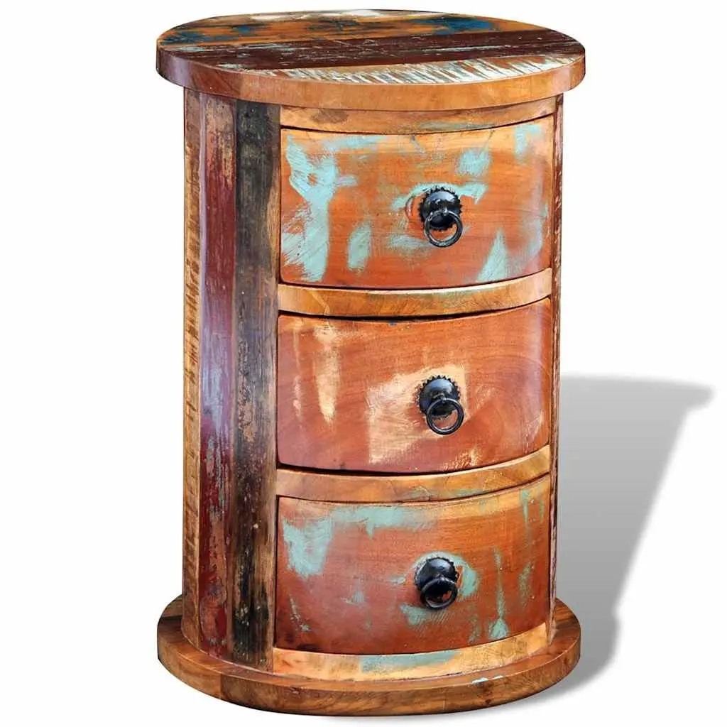 Storage Cabinet Brown 3 Drawers Antique Style Reclaimed Wood