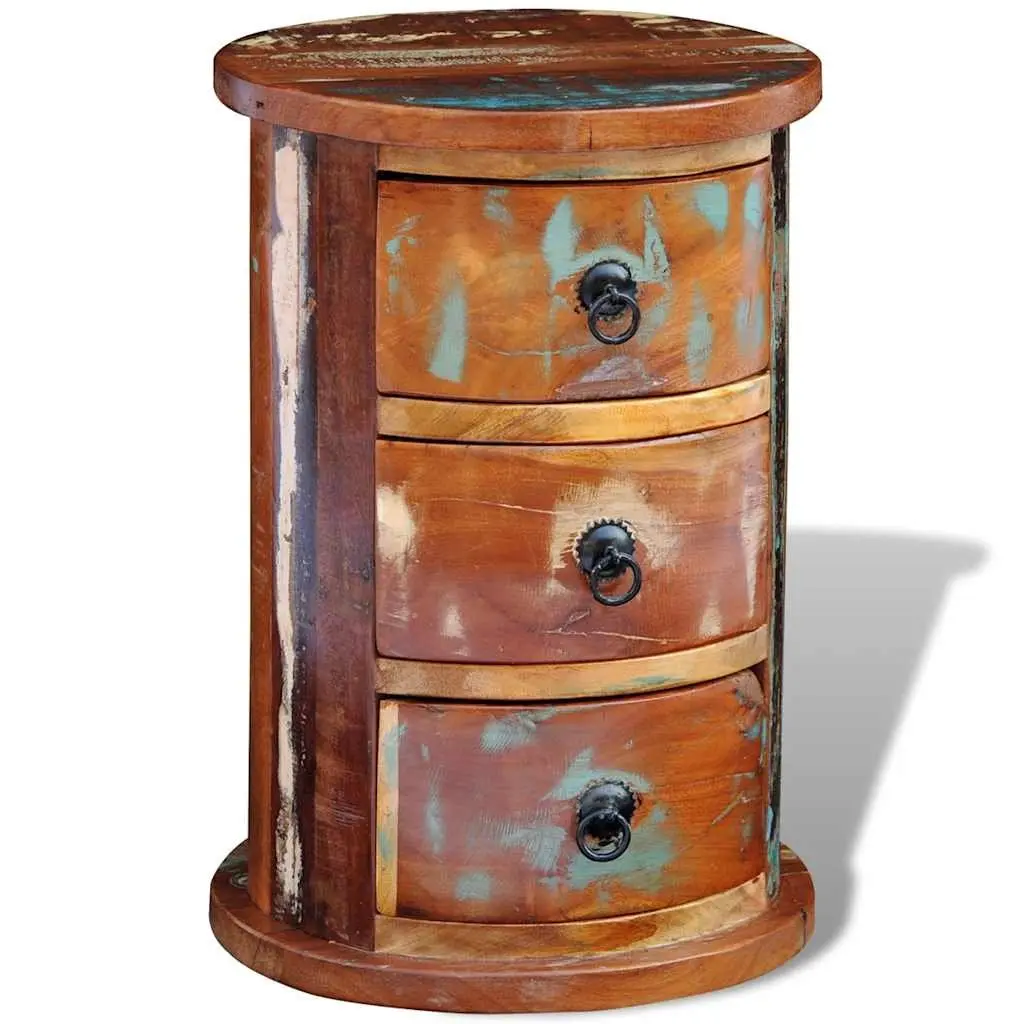 Storage Cabinet Brown 3 Drawers Antique Style Reclaimed Wood