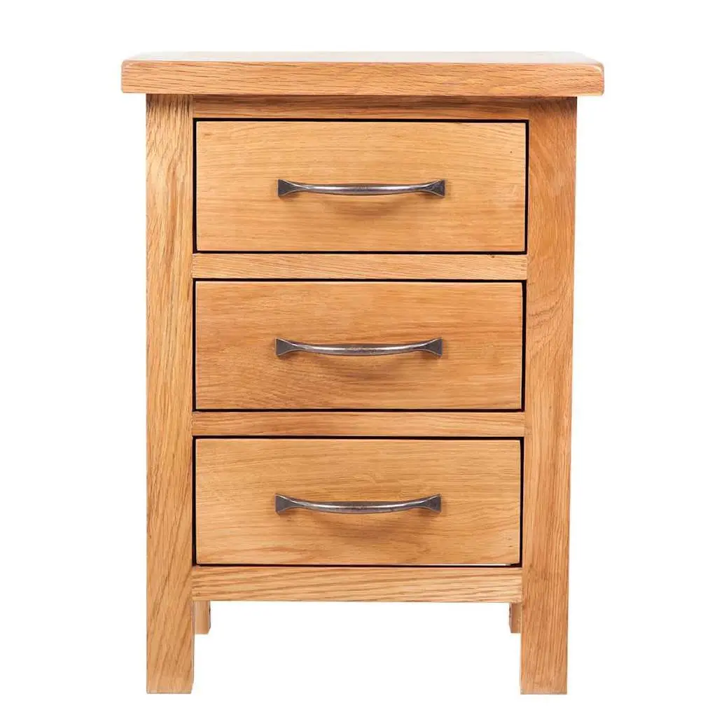 Bedside Table Brown 3 Drawer Wooden Storage Nightstand