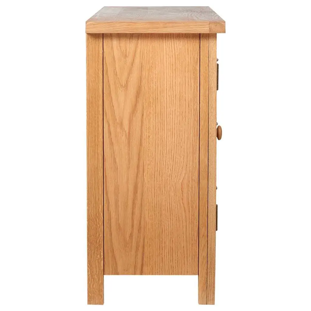 Wooden Sideboard Brown 110 x 33.5 x 70 cm 3 Drawers 2 Cupboards Solid Oak Storage Cabinet