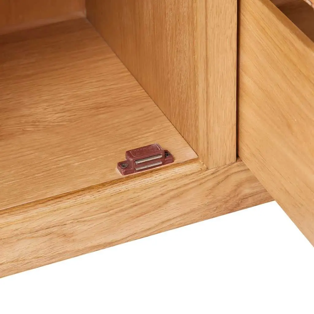 Wooden Sideboard Brown 110 x 33.5 x 70 cm 3 Drawers 2 Cupboards Solid Oak Storage Cabinet