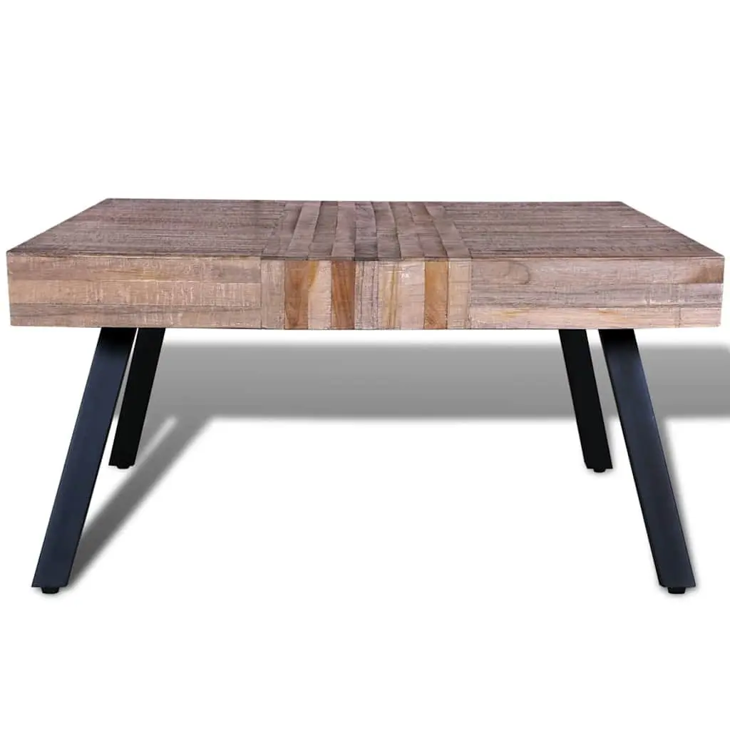 Coffee Table Brown Square Reclaimed Teak Wood Solid Accent Living Room