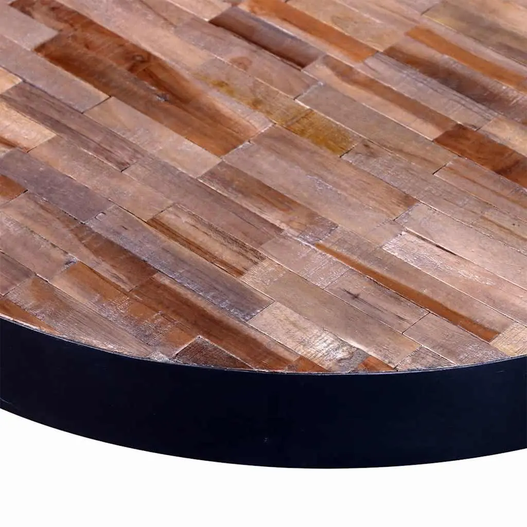 Round Coffee Table Black Reclaimed Wood Vintage Handmade 1 Piece