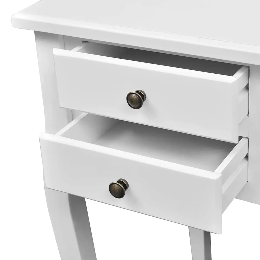 Wooden Desk White 5 Drawers Antique Look Study Office Furniture Storage
