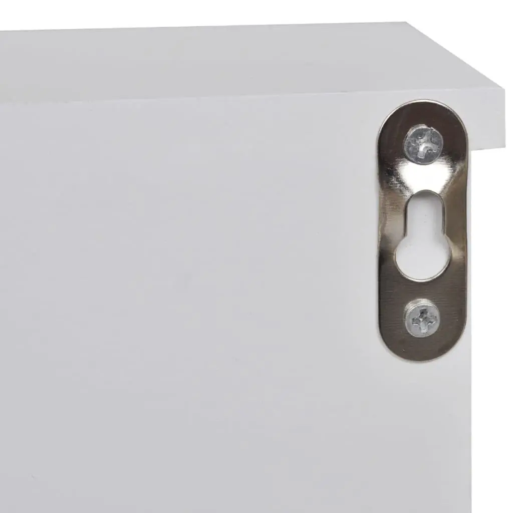 Wall Cabinet White MDF 3 Hooks 2 Door Compartments 1 Middle Shelf