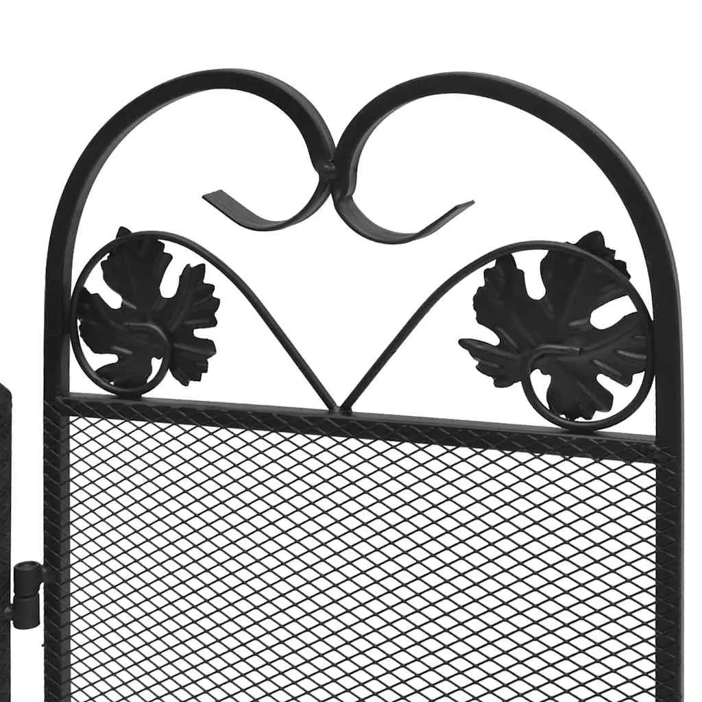 3-Panel Fireplace Screen Black Spark Guard Folding Safety Barrier Fireplace