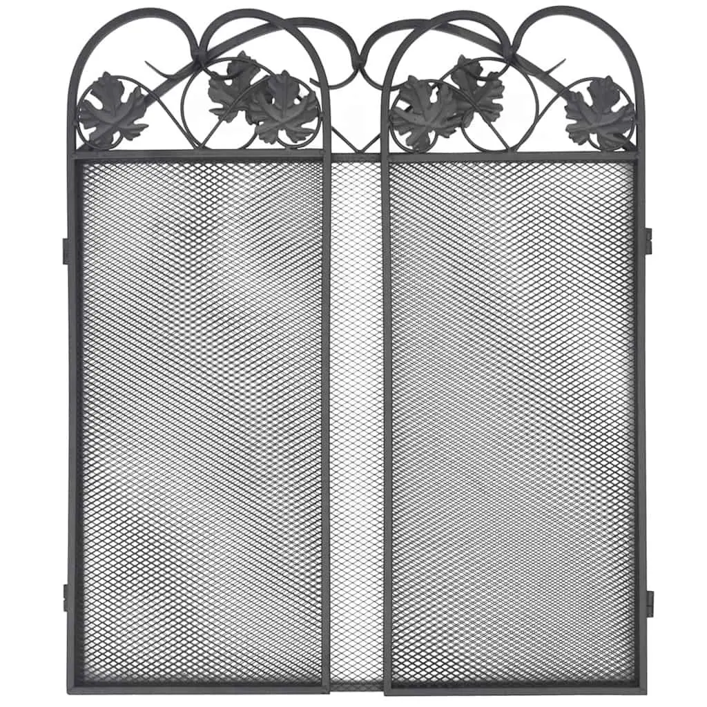 3-Panel Fireplace Screen Black Spark Guard Folding Safety Barrier Fireplace