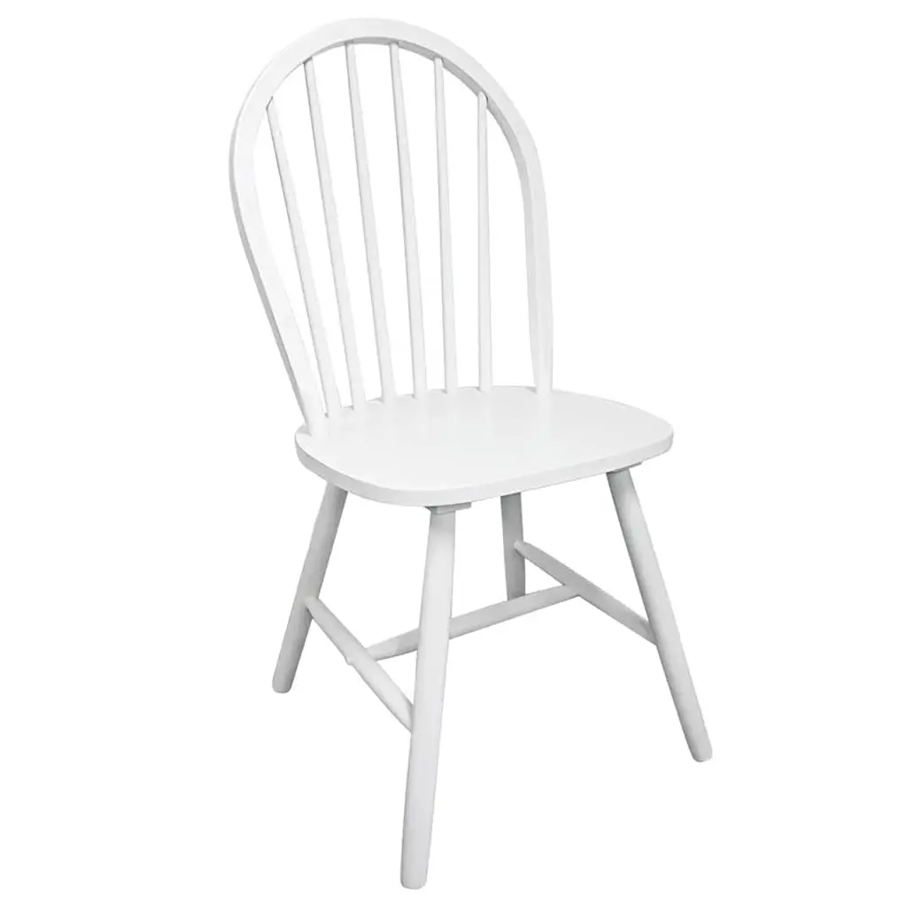 Dining Chairs White 4 Piece Rounded Backrest Rubber Wood Set