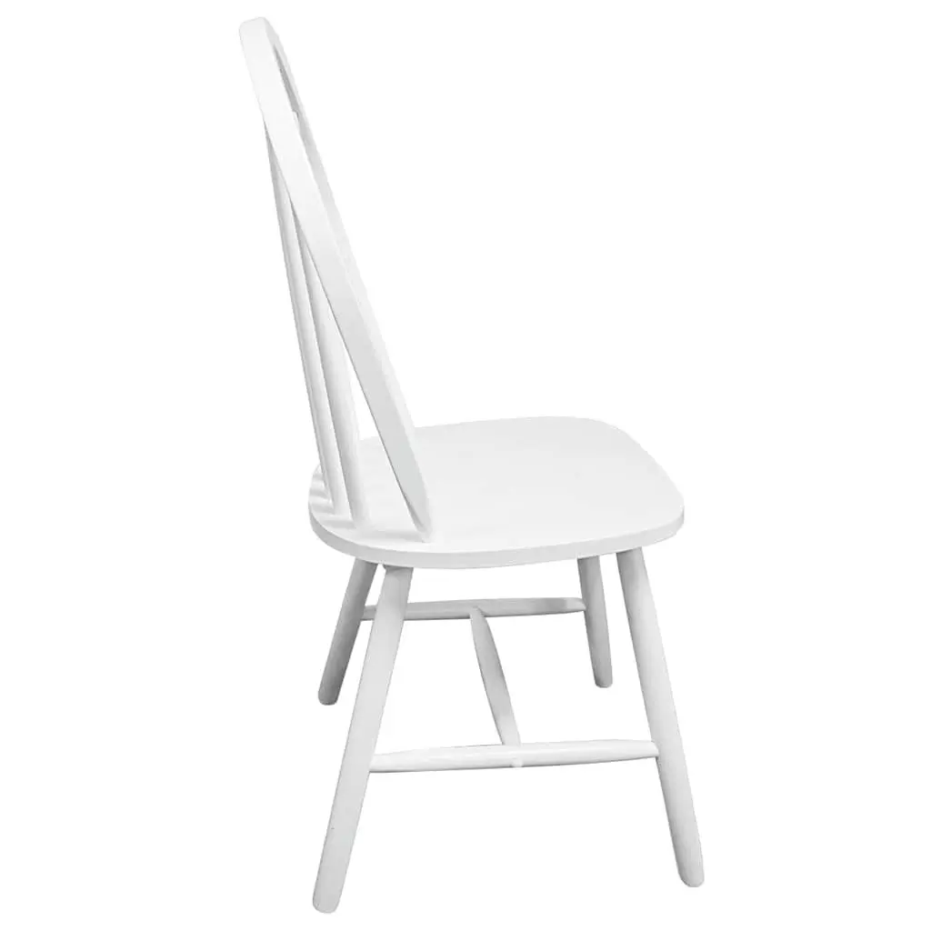 Dining Chairs White 4 Piece Rounded Backrest Rubber Wood Set