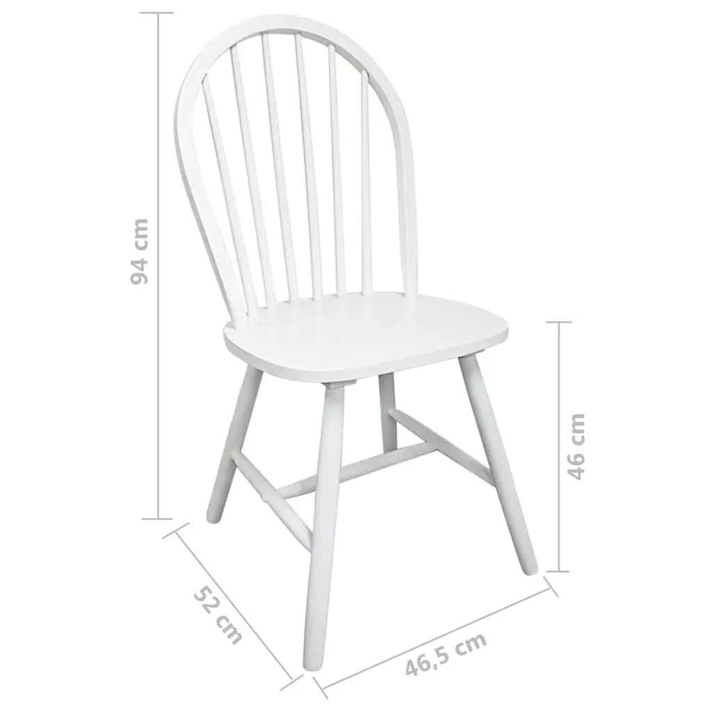 Dining Chairs White 4 Piece Rounded Backrest Rubber Wood Set