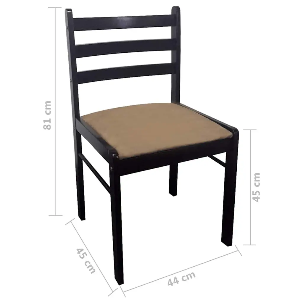 Dining Chairs Brown Rubberwood Padded Velvet Seat Set of 2