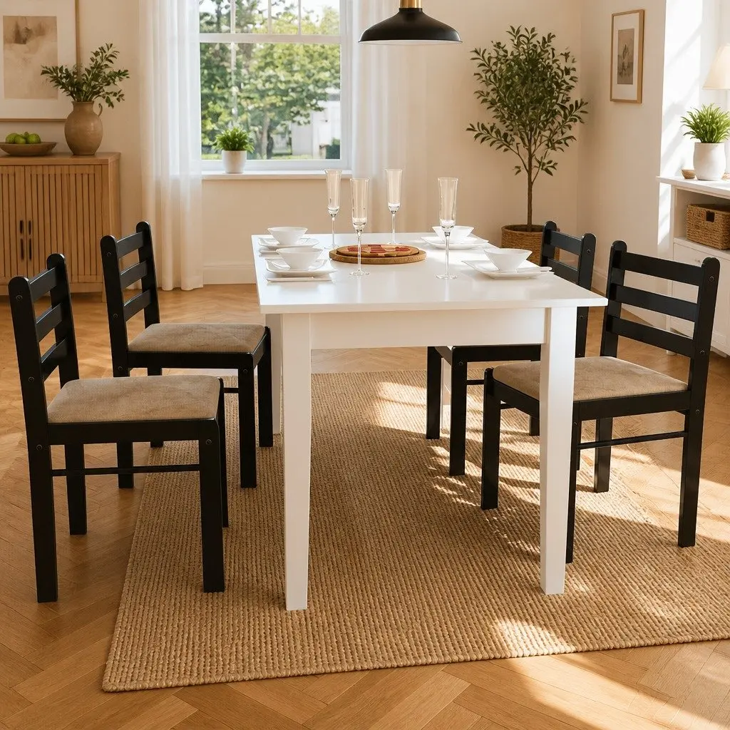 Dining Chairs Brown 4 Piece Wooden Frame Padded Velvet Seat