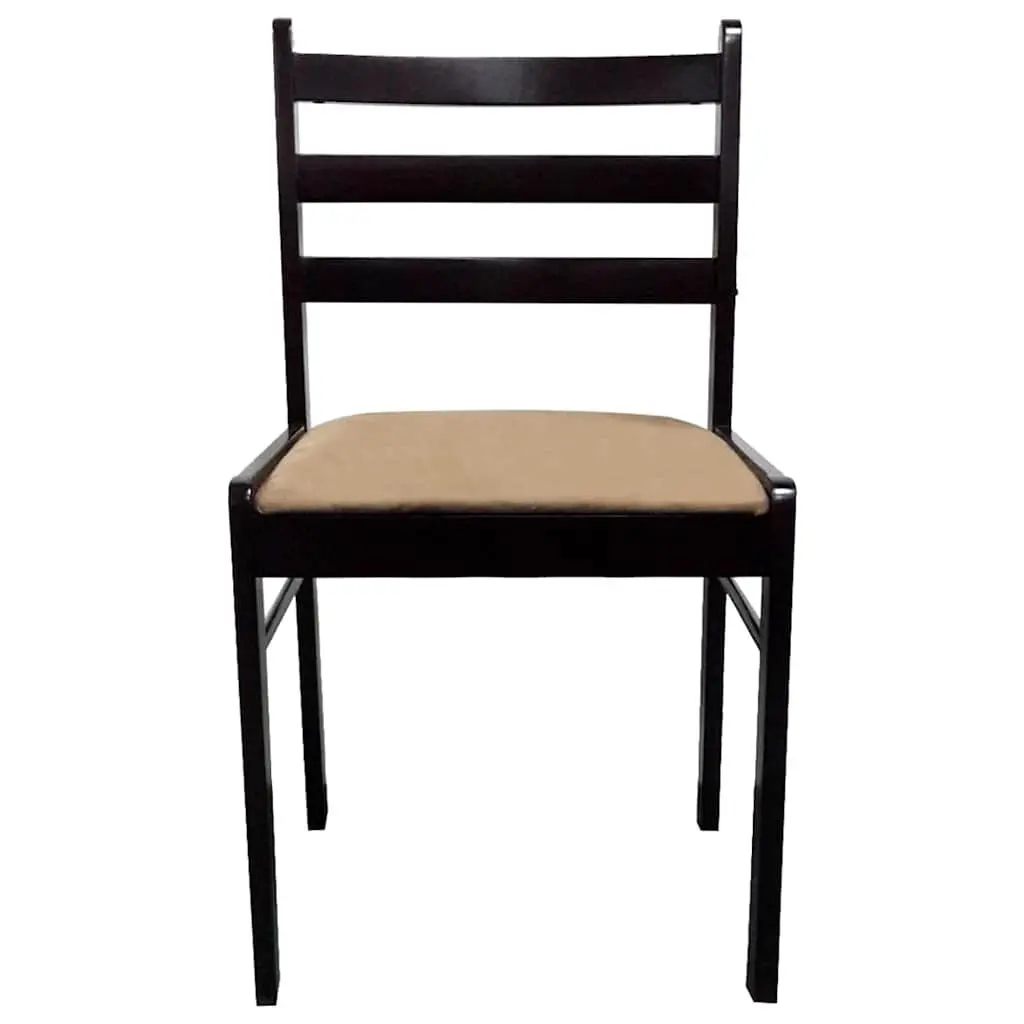 Dining Chairs Brown 4 Piece Wooden Frame Padded Velvet Seat