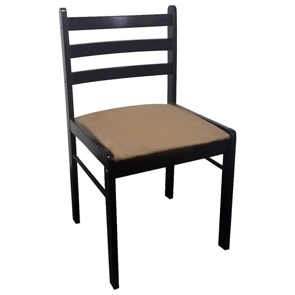 Dining Chairs Brown 4 Piece Wooden Frame Padded Velvet Seat