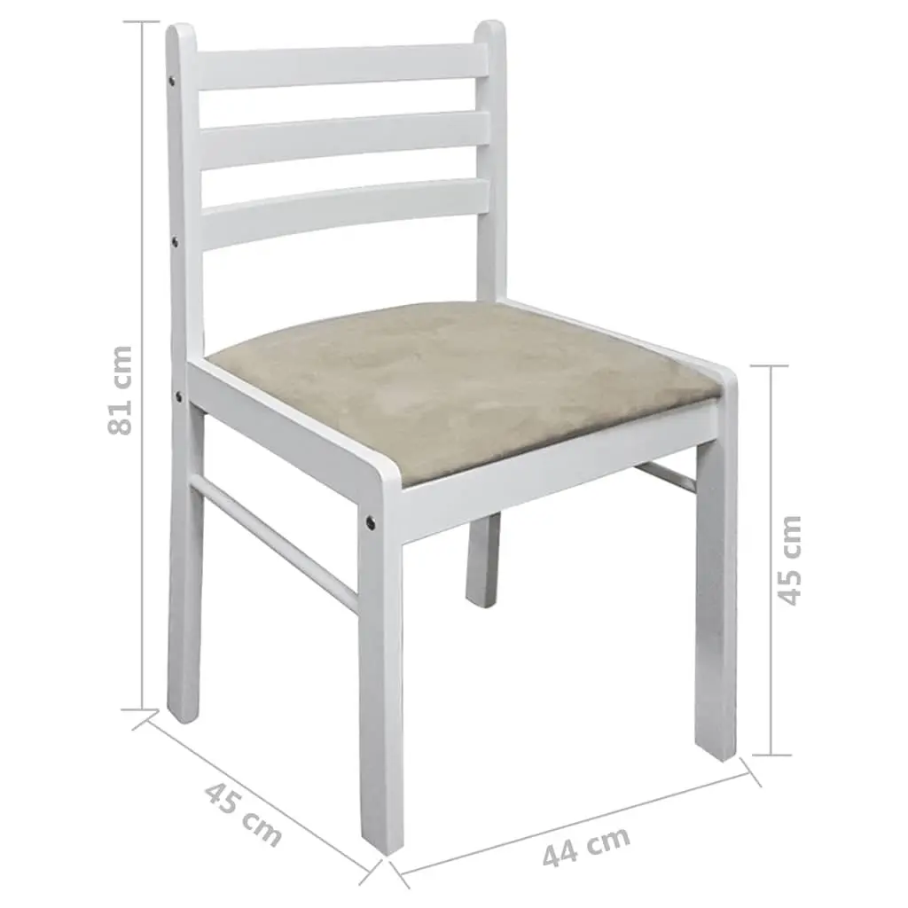 Dining Chairs White Solid Rubber Wood Padded Seat Square Backrest 2 Piece