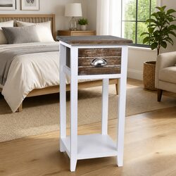 Bedside Table with Drawer and Shelf