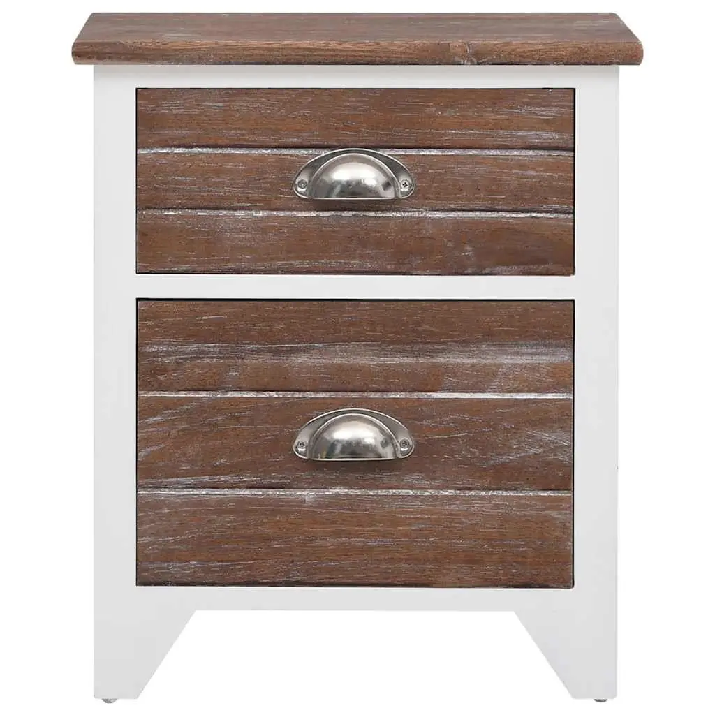Bedside Tables Brown White 2 Drawers Storage Cabinets Bedroom