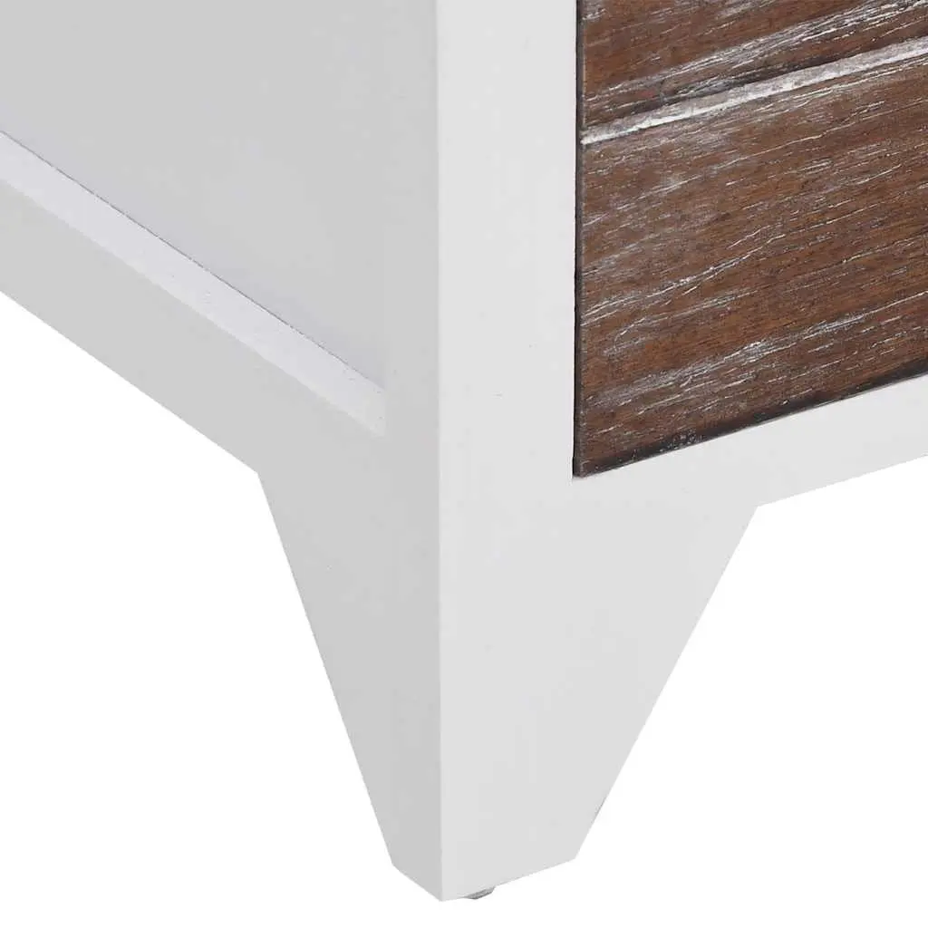 Bedside Tables Brown White 2 Drawers Storage Cabinets Bedroom